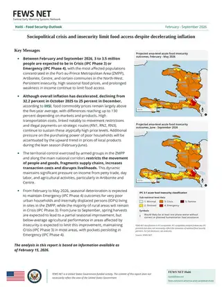 Haiti food security outlook, February to September 2026: sociopolitical crisis and insecurity limit food access