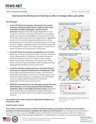 Chad food security outlook: refugee influx and conflict worsen food insecurity